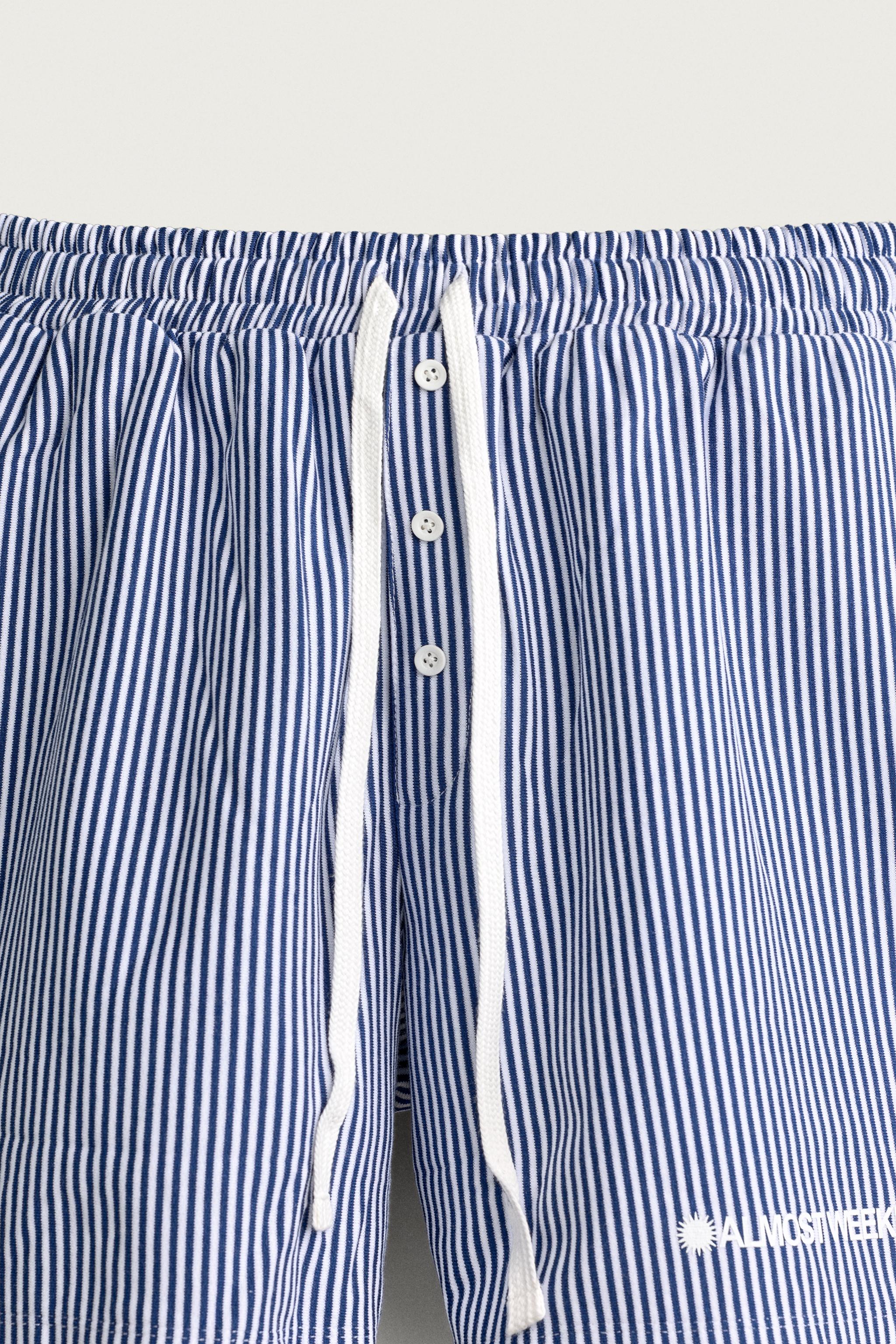 RELAXED FIT STRIPED PATCH BERMUDA SHORTS